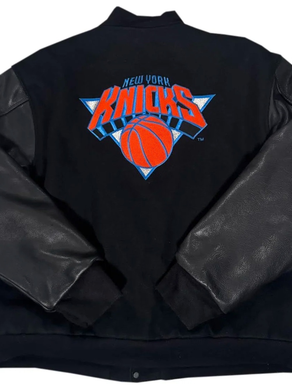 Vintage Game New York Knicks Black Leather Jacket (Size XXL)